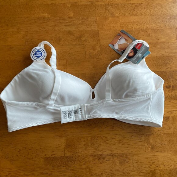 Size 38C Hanes white convertible wire-free lightly padded bra adjustable straps - Picture 6 of 12